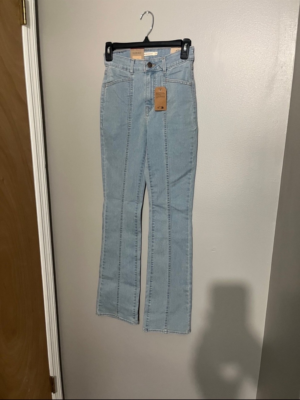 Levi's Light Blue High-Rise Flare Jeans with Front Panel Seams